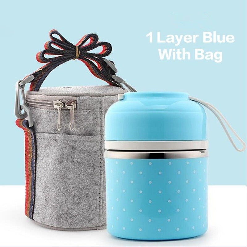 Portable Stainless Steel Thermal Compartment Lunch Box Container with Insulated Lunch Bags