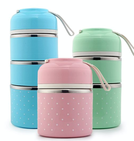 Portable Stainless Steel Thermal Compartment Lunch Box Container with Insulated Lunch Bags