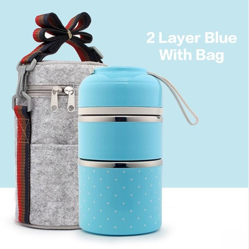 Portable Stainless Steel Thermal Compartment Lunch Box Container with Insulated Lunch Bags