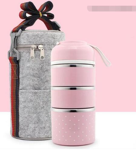 Portable Stainless Steel Thermal Compartment Lunch Box Container with Insulated Lunch Bags