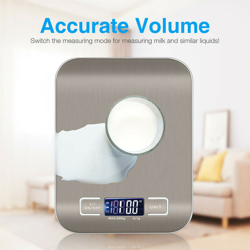 Kitchen Scale Weight Balance 5KG 1g 11lb Stainless Steel Measuring LCD Precision