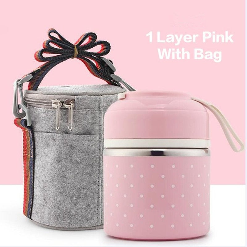 Portable Stainless Steel Thermal Compartment Lunch Box Container with Insulated Lunch Bags