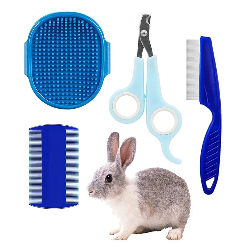 Pet Grooming Kit Combs Pet Nail Clipper Bath Brush Hamster Rabbit