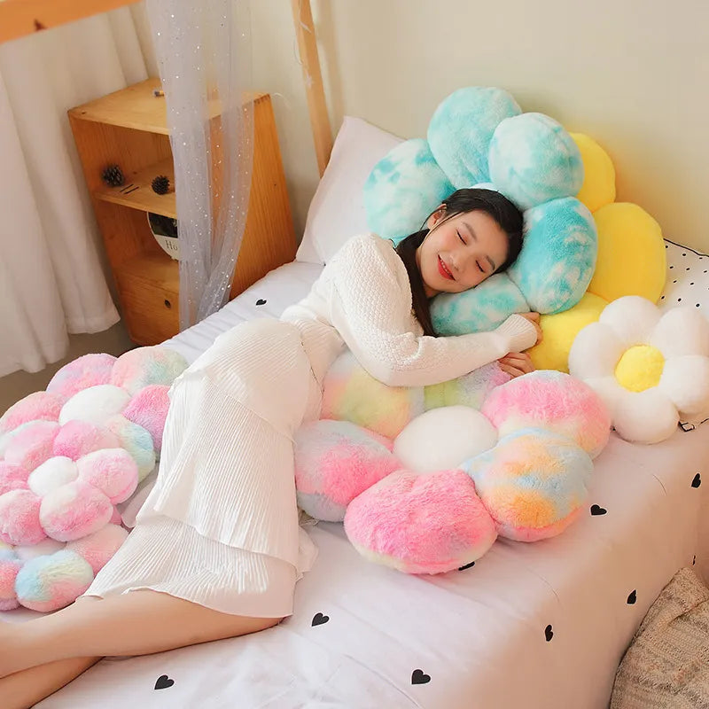 Furry Plush Pillow Mat Flower Shape Soft Cushion Home Decor