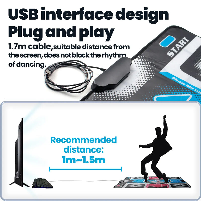 USB Non-Slip Dancing Mat Step Foot Blanket Game Family Sports Motion Pad