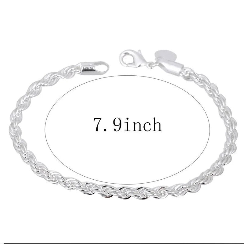 Silver Color Twisted Bracelet Charm Chain Female Elegant