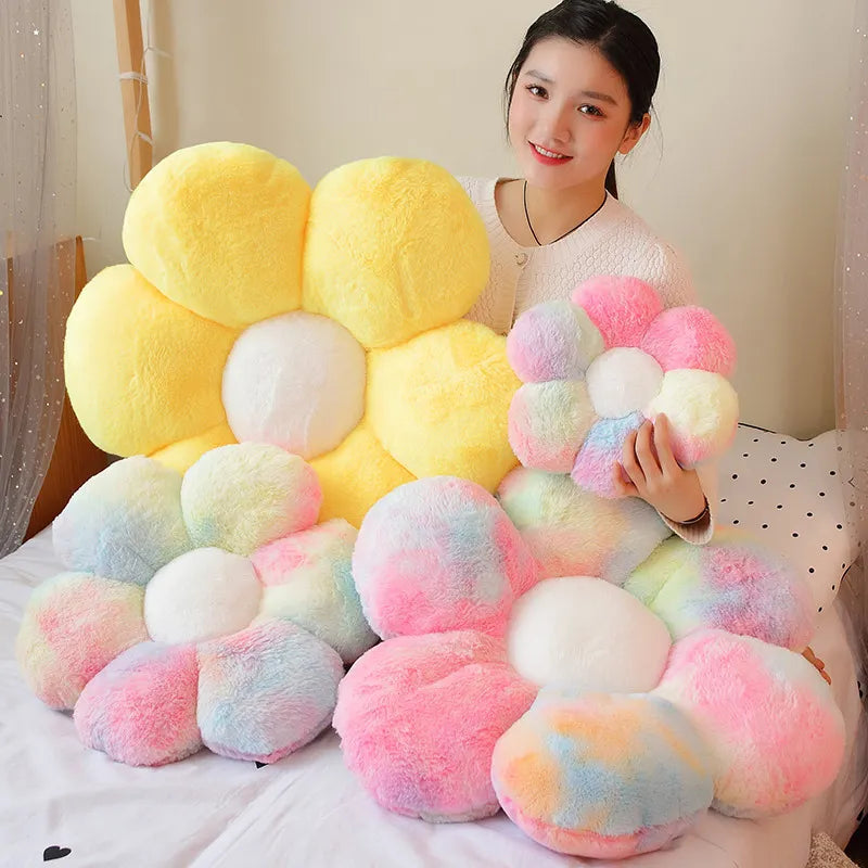 Furry Plush Pillow Mat Flower Shape Soft Cushion Home Decor