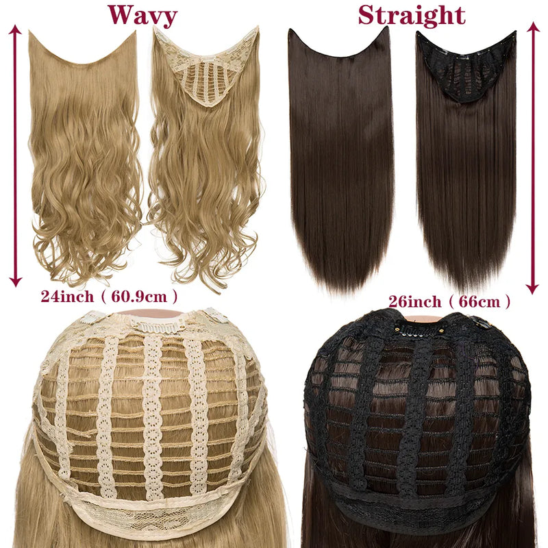 Hair Extension U part Natural Hair Straight Long Blonde Black