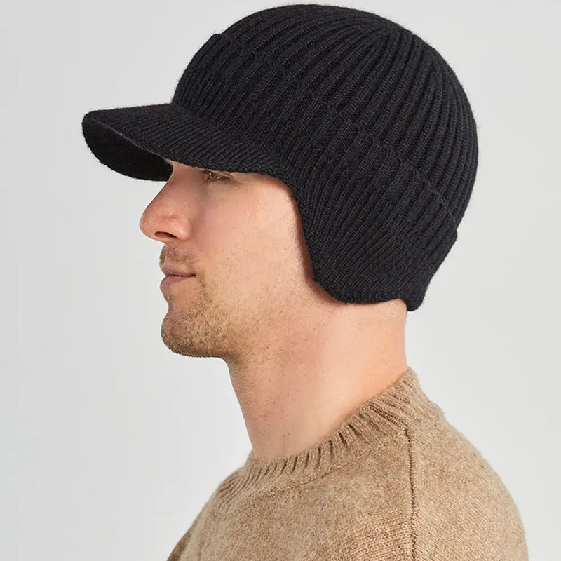 Men Winter Knitted Hat Outdoor Ear Protection Warmth Peaked Cap Casual Fashion Sunhat Bomber Hats