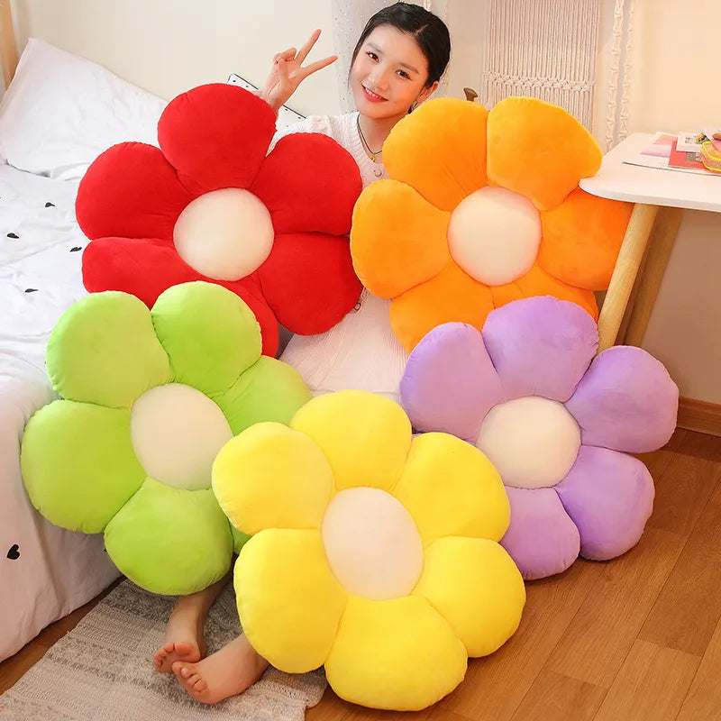 Furry Plush Pillow Mat Flower Shape Soft Cushion Home Decor