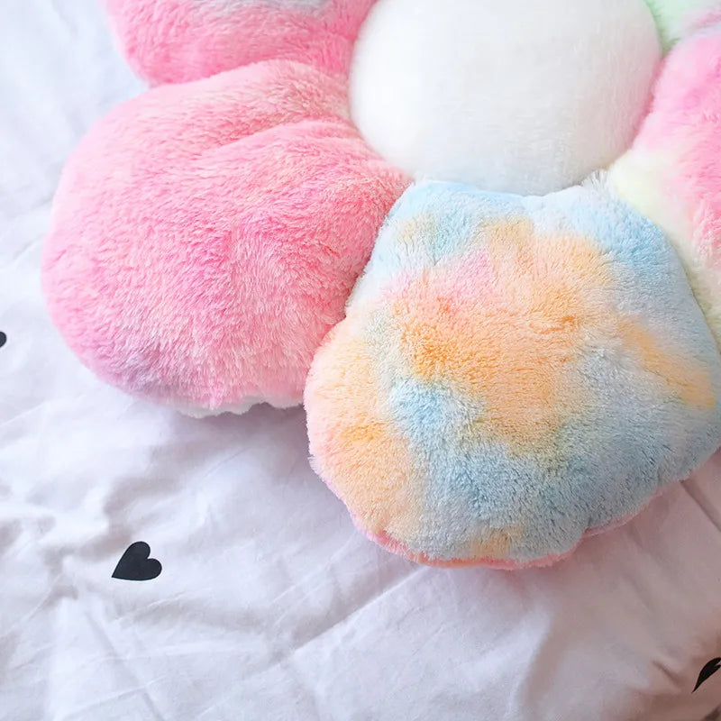 Furry Plush Pillow Mat Flower Shape Soft Cushion Home Decor