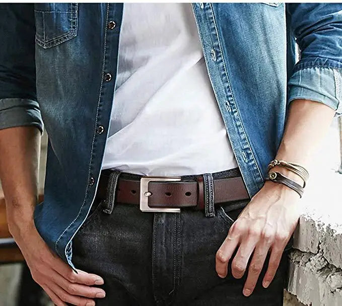 Men Plus Size Belt Cowhide Leather 150cm Waistband Alloy Buckle 3.8CM Men Jeans Belts Size 130cm 140cm