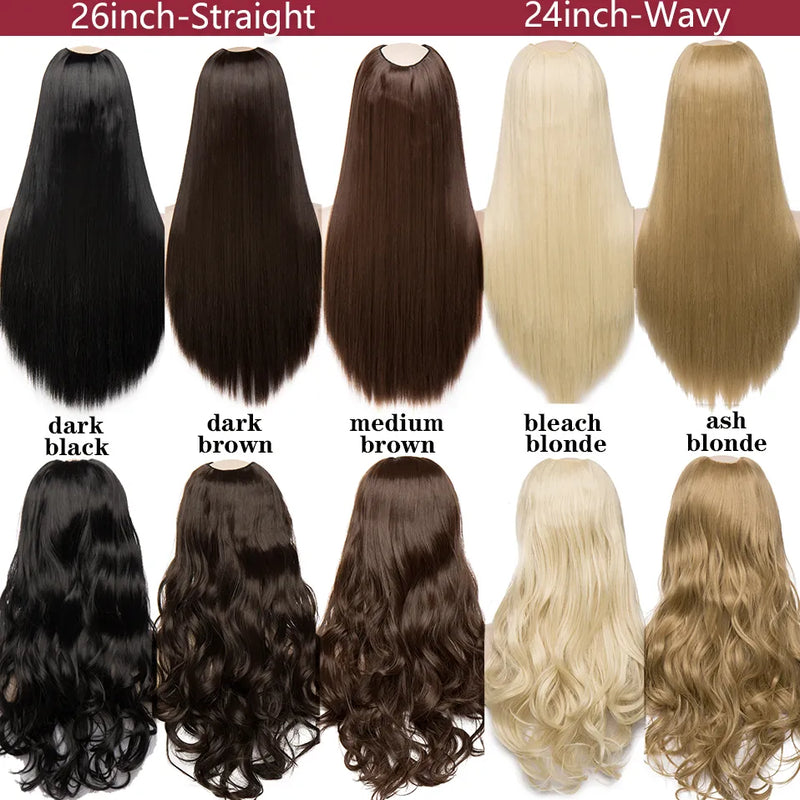 Hair Extension U part Natural Hair Straight Long Blonde Black