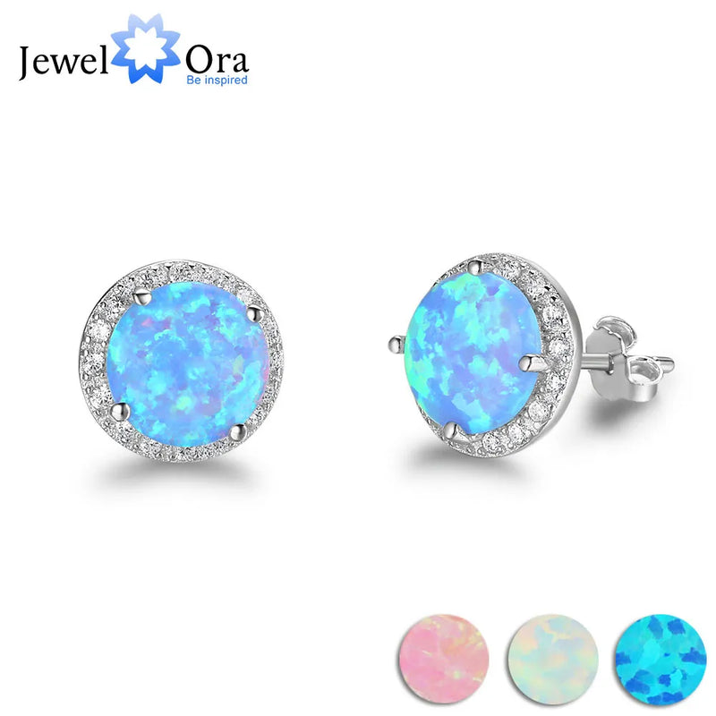 Earrings Blue Opal Stone 925 Sterling