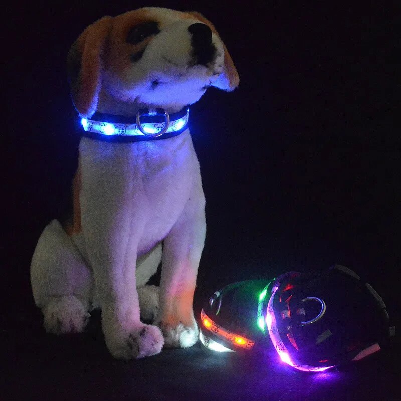 Night Safety LED Dogs Collar Nylon Lights Flashing Glow Pet Supplies Dog Cat Leash