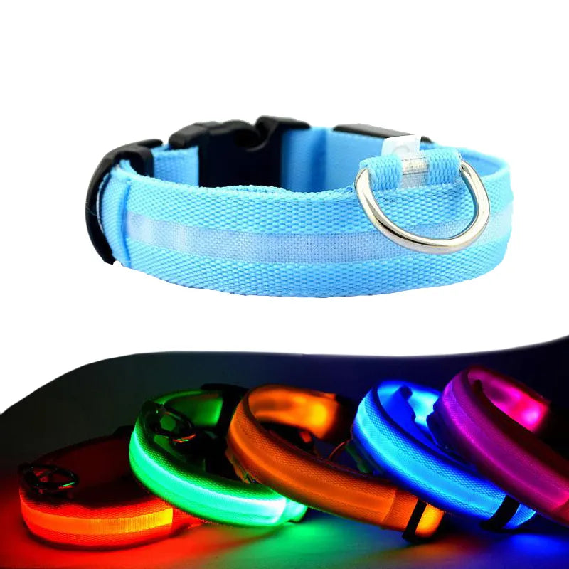 Night Safety LED Dogs Collar Nylon Lights Flashing Glow Pet Supplies Dog Cat Leash