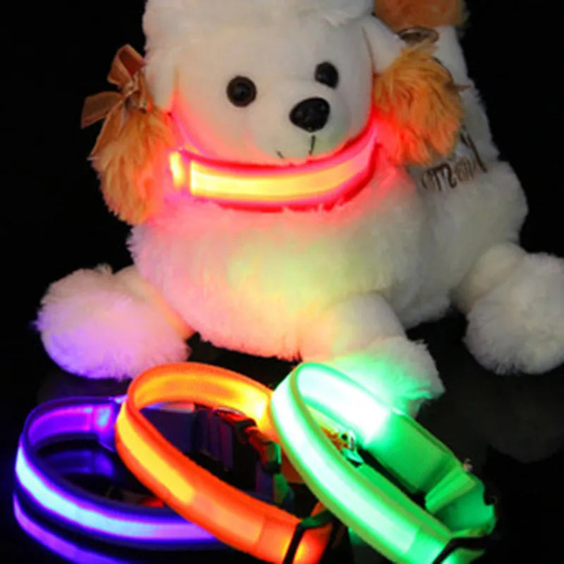 Night Safety LED Dogs Collar Nylon Lights Flashing Glow Pet Supplies Dog Cat Leash