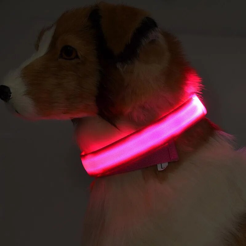 Night Safety LED Dogs Collar Nylon Lights Flashing Glow Pet Supplies Dog Cat Leash