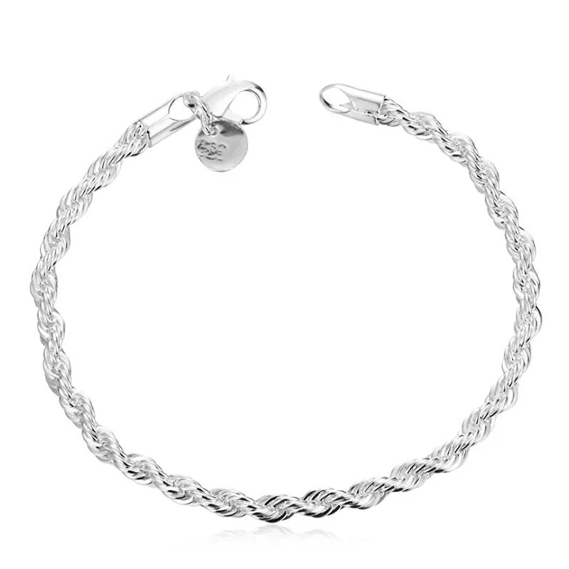 Silver Color Twisted Bracelet Charm Chain Female Elegant