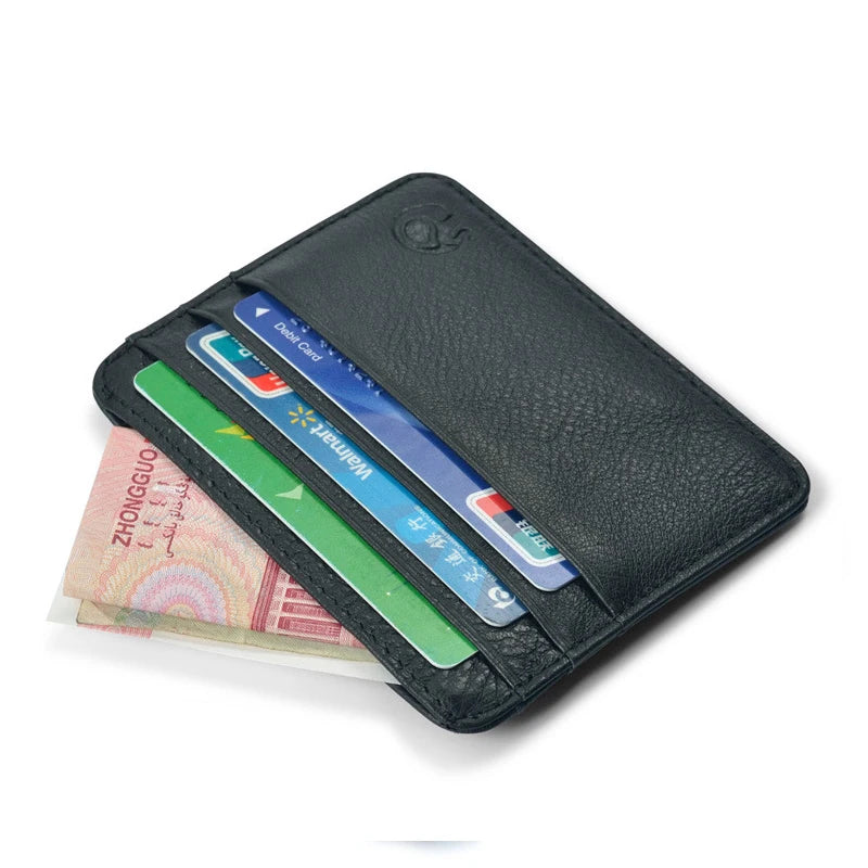 Genuine Leather Mini Wallet Credit Card ID Case Purse 6 Slots Cardholder