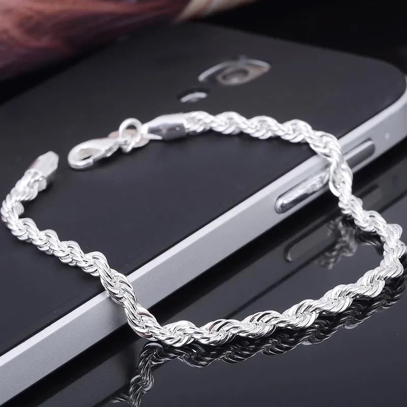 Silver Color Twisted Bracelet Charm Chain Female Elegant