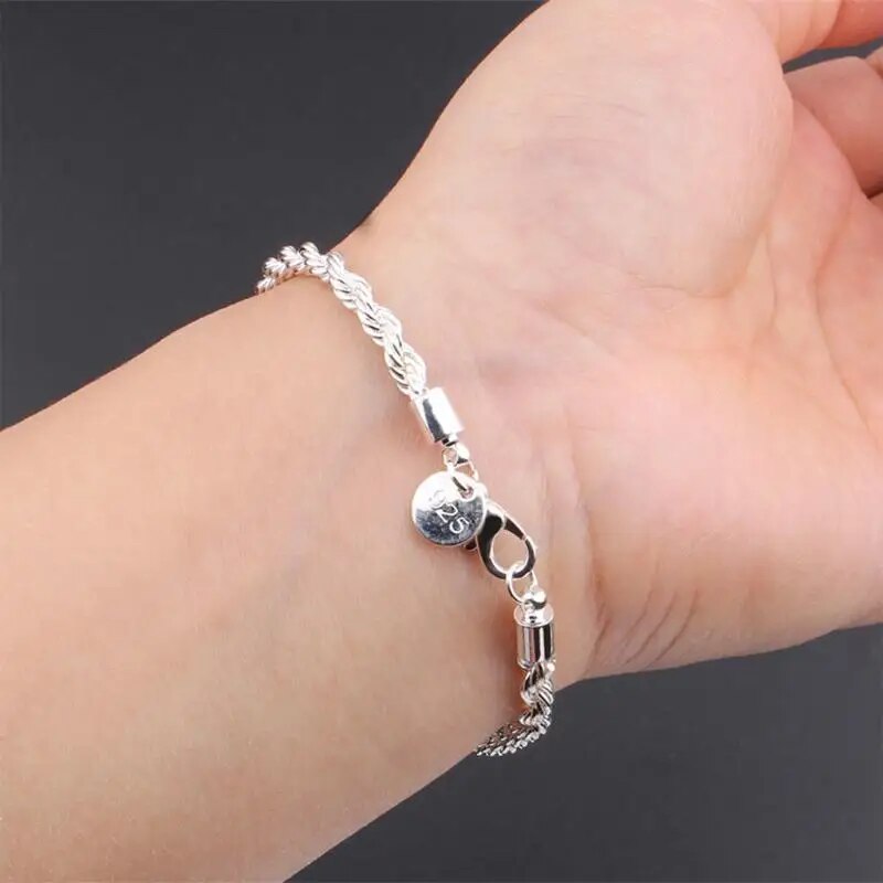 Silver Color Twisted Bracelet Charm Chain Female Elegant