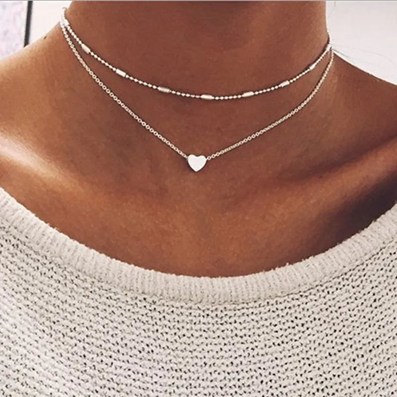 New Fashion Steampunk Dainty Circle Collier Round Minimalist Chain Pendant Necklace