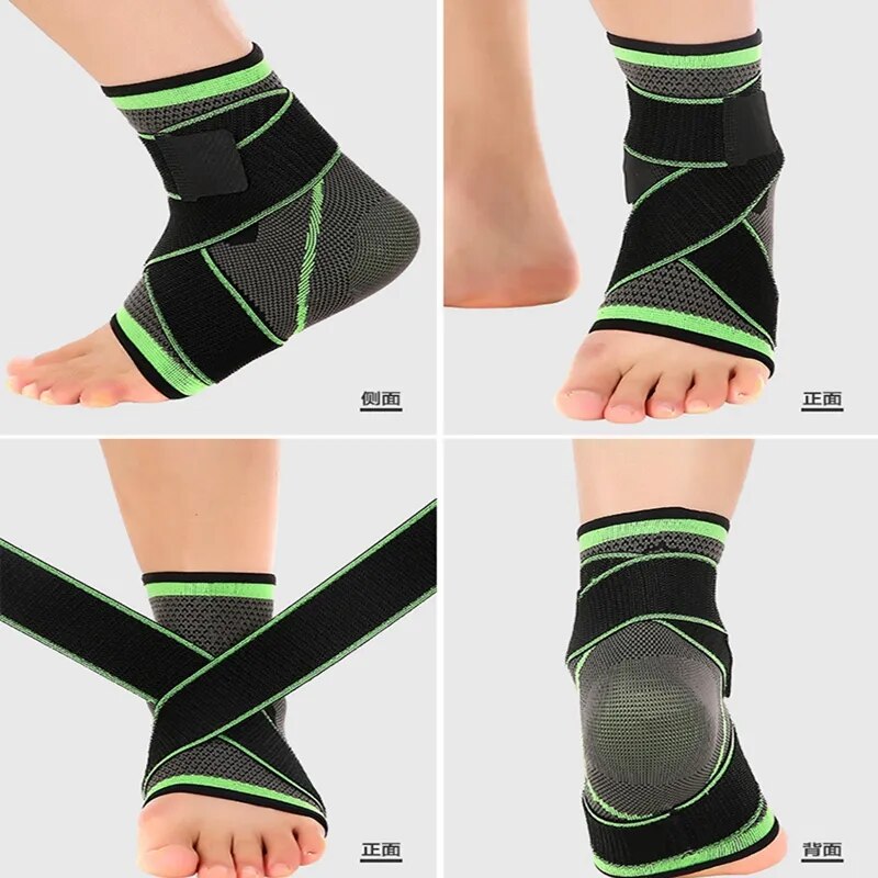 Pressurized Ankle Support Sports Gym Ankle Brace Protector with Strap Belt Elastic