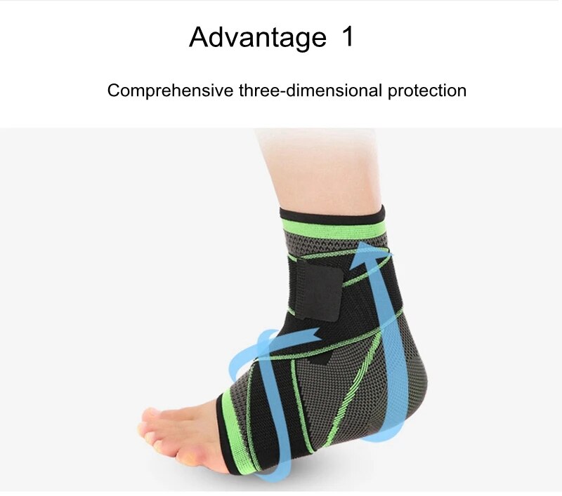 Pressurized Ankle Support Sports Gym Ankle Brace Protector with Strap Belt Elastic