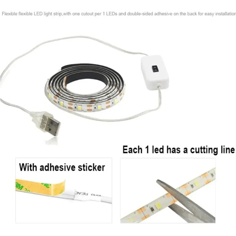 USB Light Strip Motion Sensor LED Backlight Hand Sweep Waving Light Double-sided Tape TV Kitchen Cabinet Wardrobe Lamp Strip