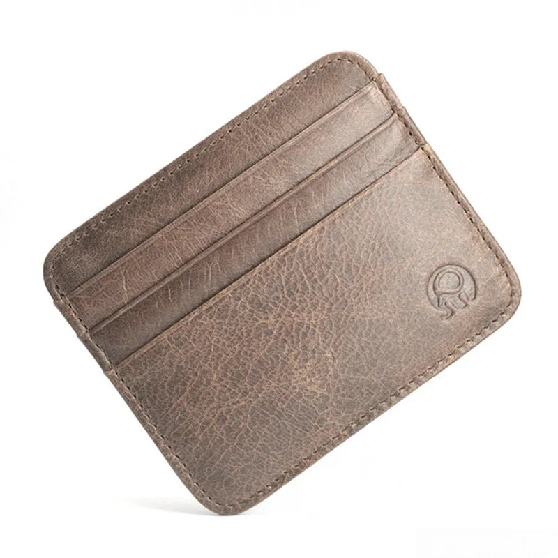 Genuine Leather Mini Wallet Credit Card ID Case Purse 6 Slots Cardholder