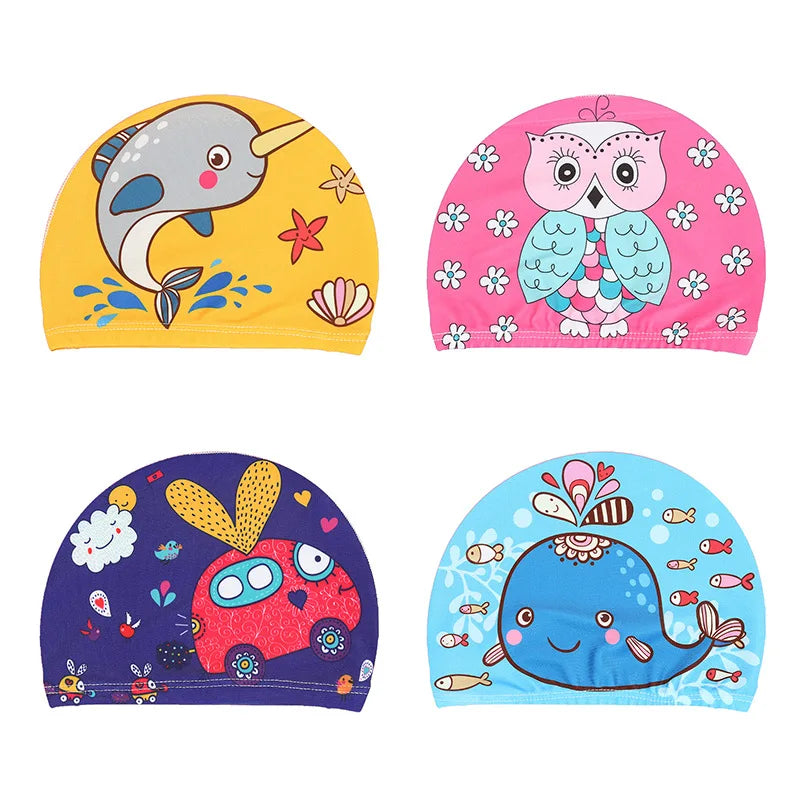 Swimming Cap for Children Elastic Fabric Pool Swimming Cap Protect Ears Swim Hat For Kids