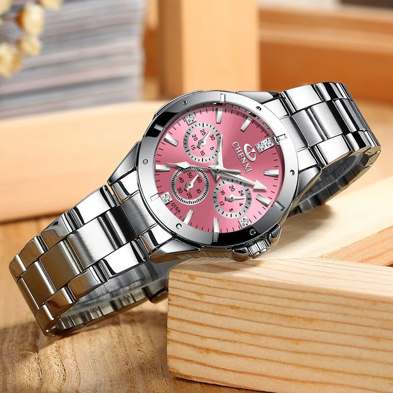 luxury watch fashion All Stainless Steel High Quality Diamond Ladies Watch Women Rhinestone Watches