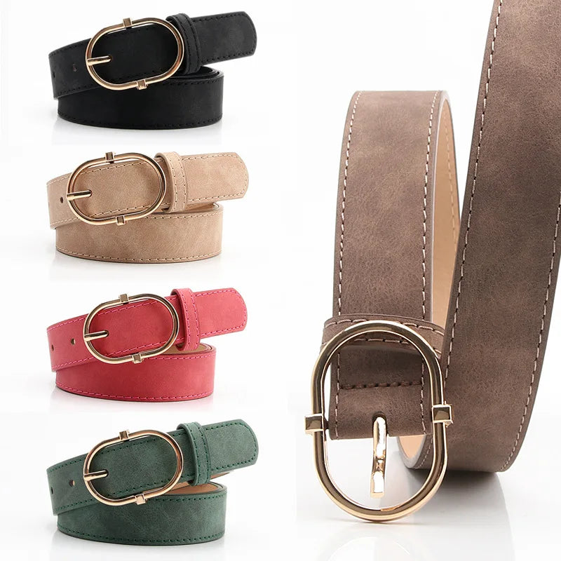 Belts Simple Leather Gold Buckle Matte Belt Female Waistband Luxury Designer Brand Straps