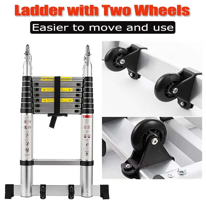 Folding Ladder Telescopic Climbing Herringbone Extension Aluminum Step Ladders 16.5FT