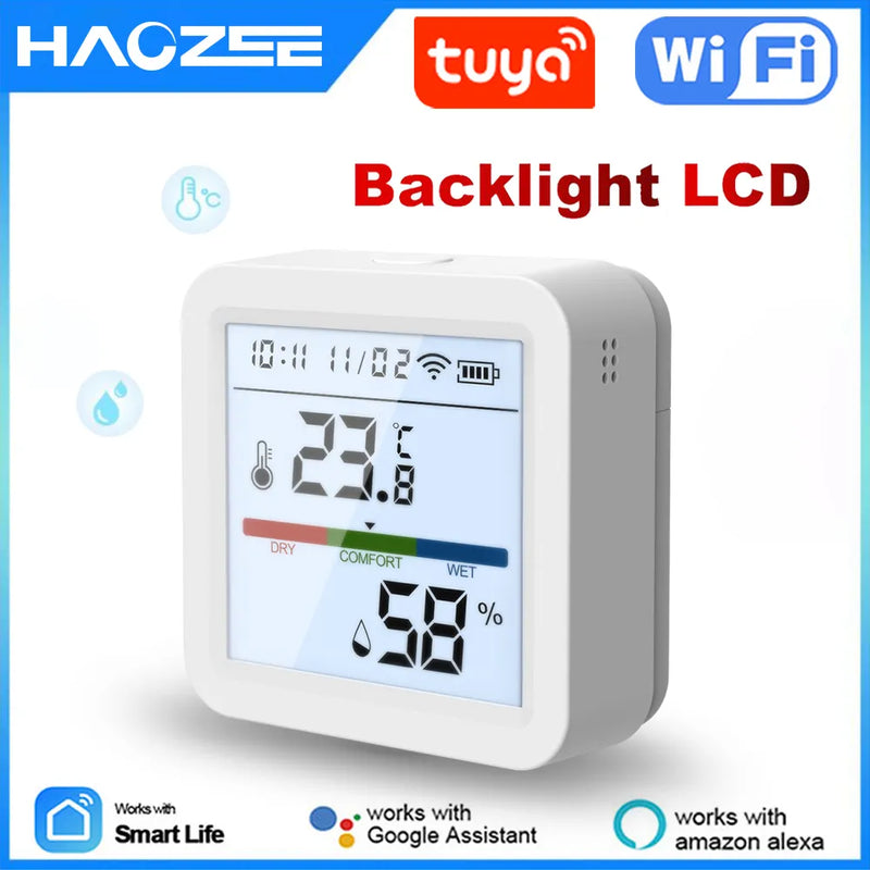 Smart WIFI Temperature And Humidity Sensor Indoor Hygrometer Thermometer With LCD Display Support Alexa Google Assistant