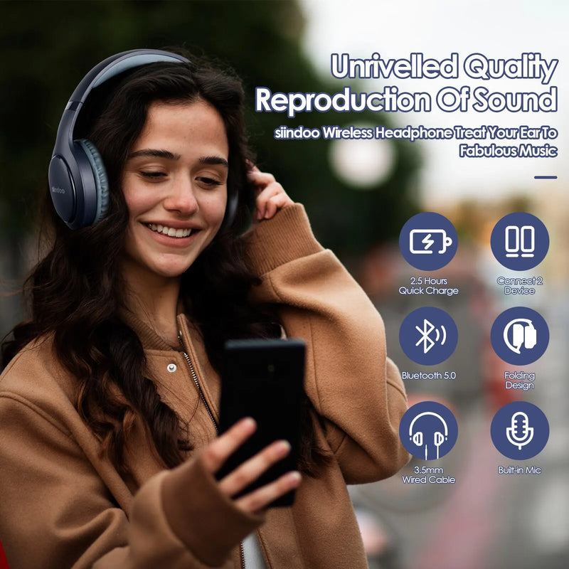 Wireless Bluetooth Headphones Foldable Stereo Earphones Super Bass