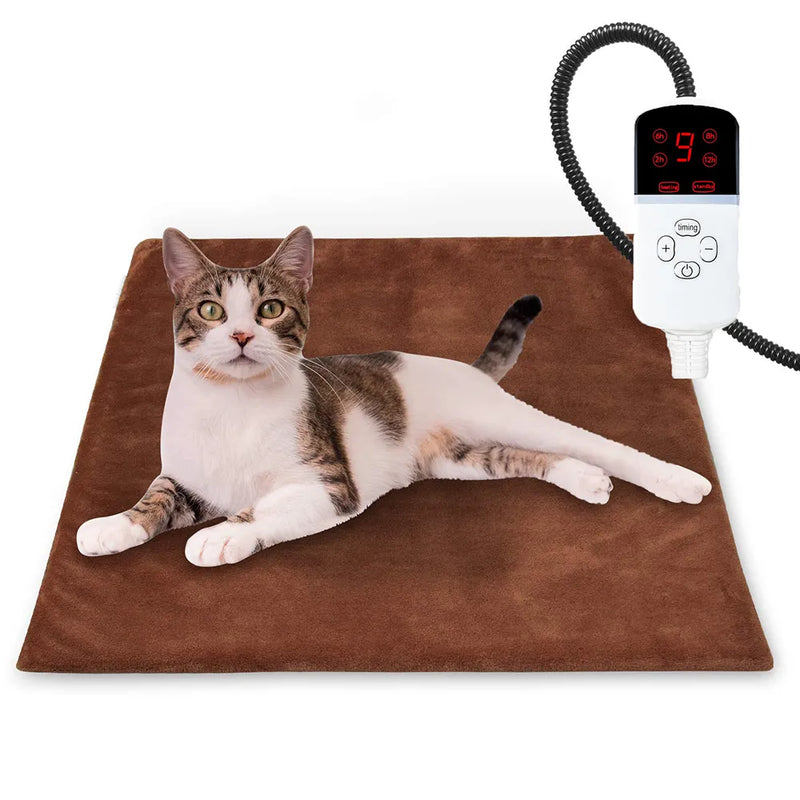 Pet Bed Electric Heating Dog Cat Mat Timer Adjustable Warmer Pad Blanket