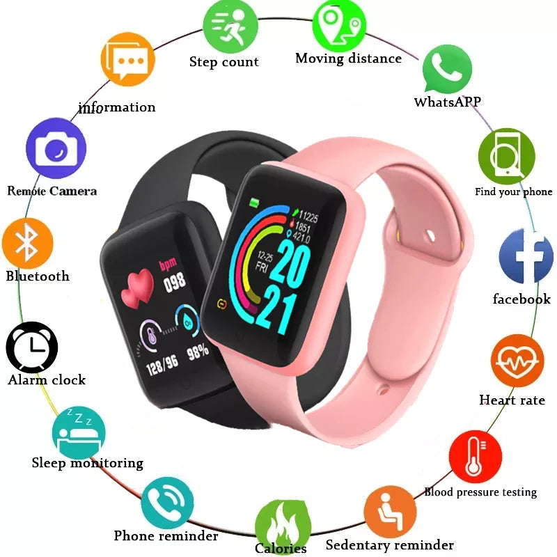 Smart Watches Bluetooth Fitness Tracker Macaron Smartwatch Blood Pressure Smart Bracelet for Android IOS