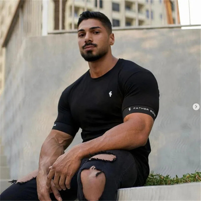 Gym T-shirt Men Short sleeve Slim tees shirt