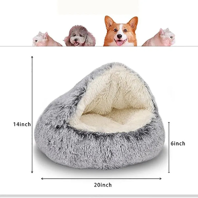 Pet Bed Soft Plush with Cover Round Mattress Warm