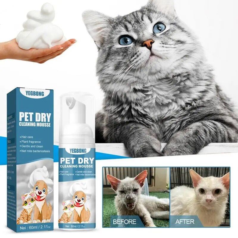 Pet Shampoo No Rinse Dogs Cats Mousse Pet Grooming Safe Bathless Cleaning