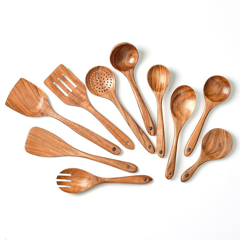 Pure Wood Cooking Tableware Set Non-stick Cookware Rice Spoon Spatula Soup Spoon