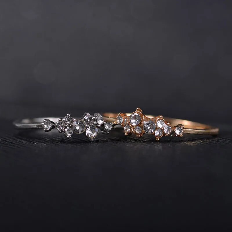 Rhinestone Ring Crystal Leaf Finger Shiny Zircon Ring