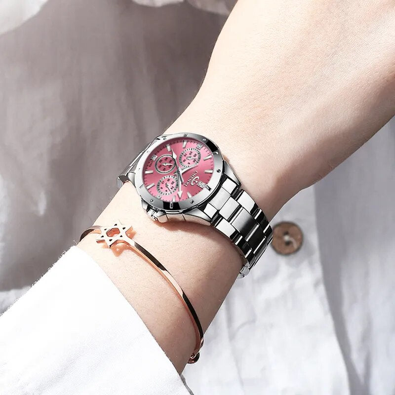 luxury watch fashion All Stainless Steel High Quality Diamond Ladies Watch Women Rhinestone Watches