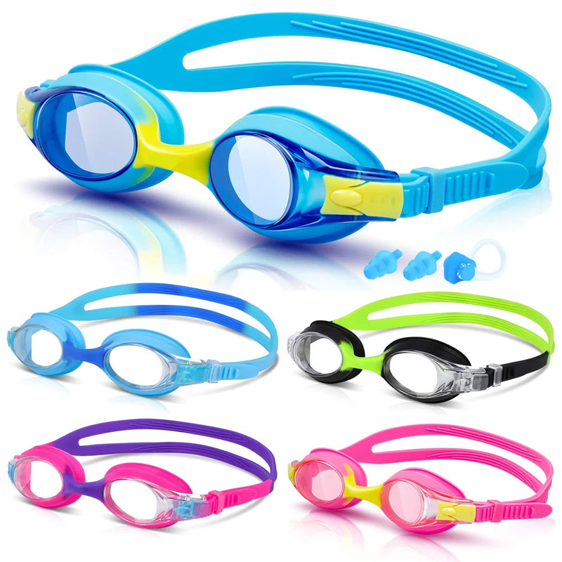 Swimming Goggles For Kids Anti-fog 100% UV Protection Clear Vision Adjustable Strap