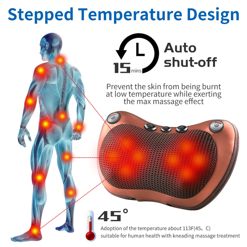 Electric Massage Pillow for Head Shoulder Back Kneading Infrared therapy Neck Massage