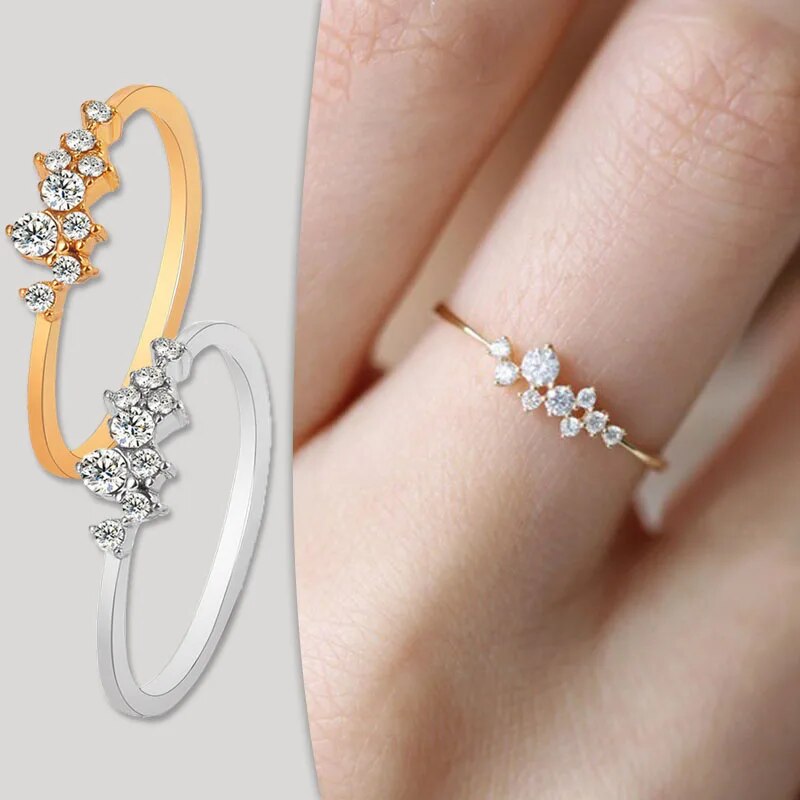 Rhinestone Ring Crystal Leaf Finger Shiny Zircon Ring