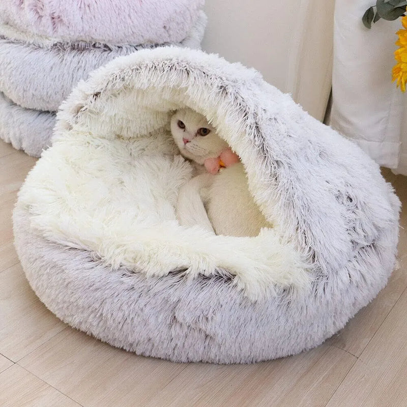 Pet Bed Soft Plush with Cover Round Mattress Warm