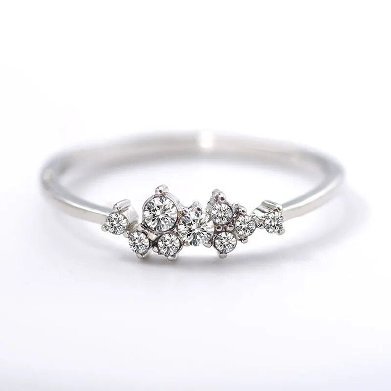 Rhinestone Ring Crystal Leaf Finger Shiny Zircon Ring